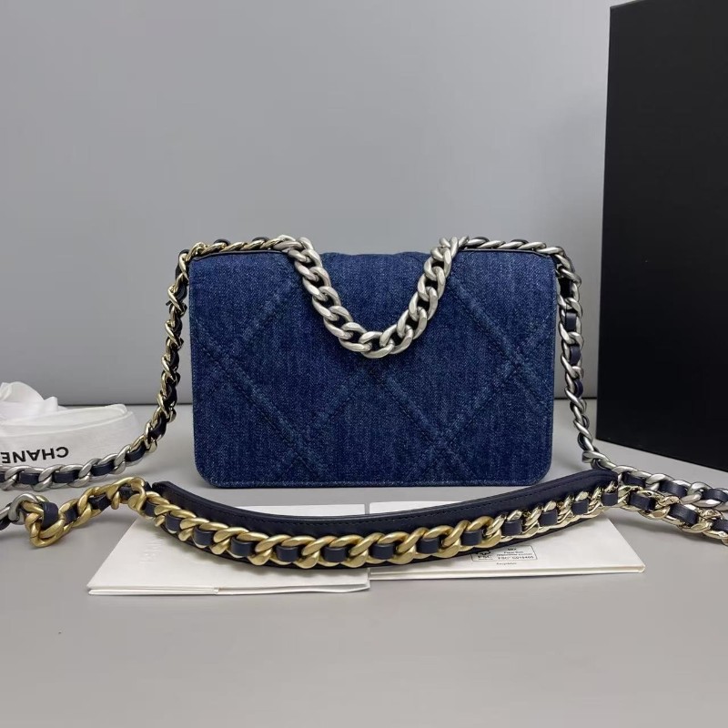 🈶購鉦 盒子 Chanel香奈兒 19Bag WOC牛仔丹寧包 肩背包 斜背包 晶片款-1