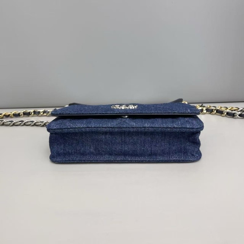 🈶購鉦 盒子 Chanel香奈兒 19Bag WOC牛仔丹寧包 肩背包 斜背包 晶片款-5