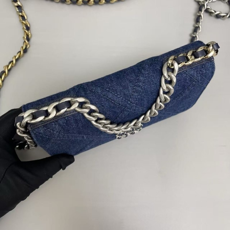 🈶購鉦 盒子 Chanel香奈兒 19Bag WOC牛仔丹寧包 肩背包 斜背包 晶片款-6
