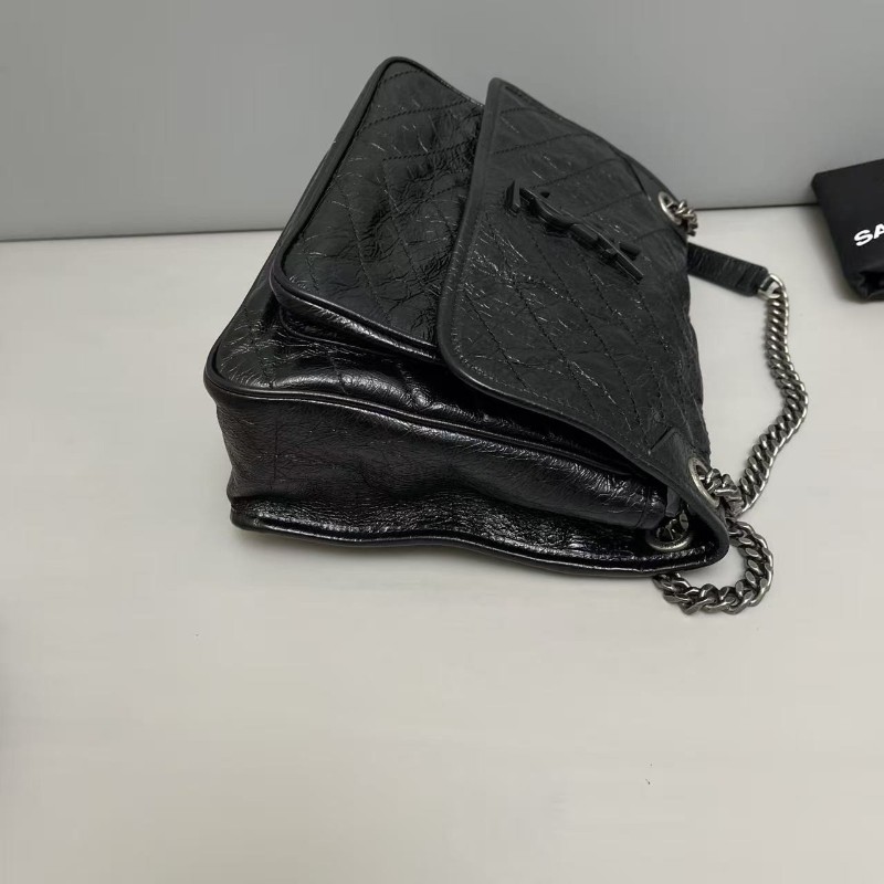 YSL聖羅蘭 Niki中號 黑色銀鏈郵差包 肩背包 斜背包-4