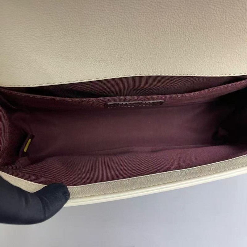 Chanel香奈兒 leboy中號米色牛皮外縫線 肩背包 斜背包 21開-3