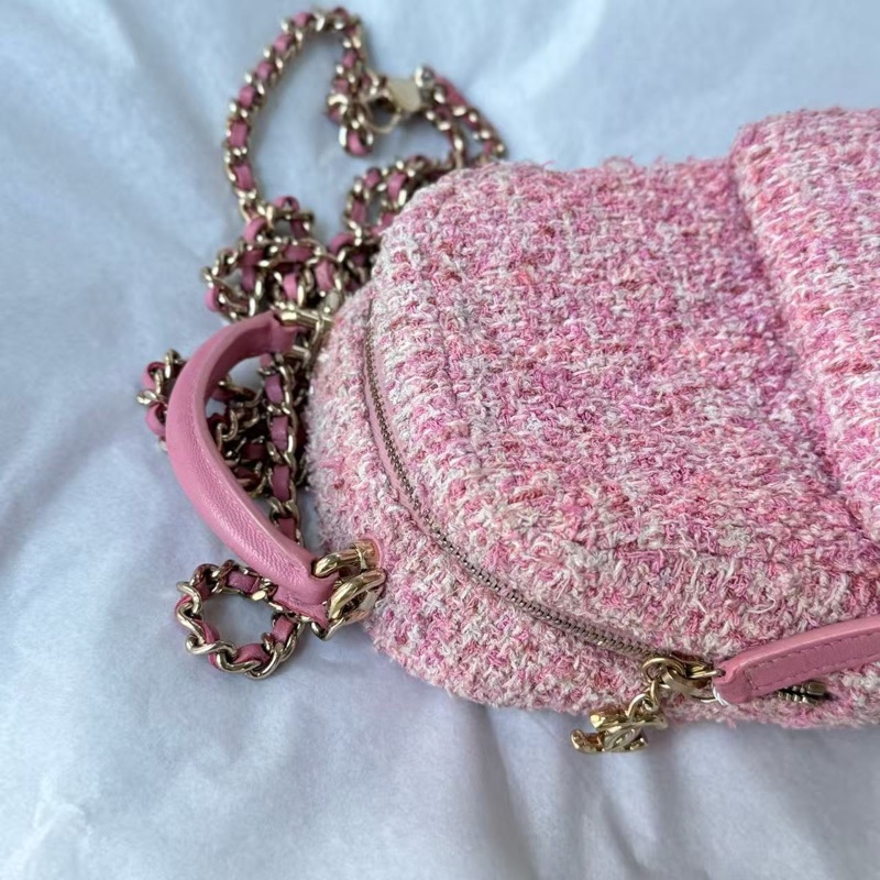 24年芯片款 全配❤️ 香奈兒 24p #櫻花粉 #毛呢 #小書包 #雙肩包-4