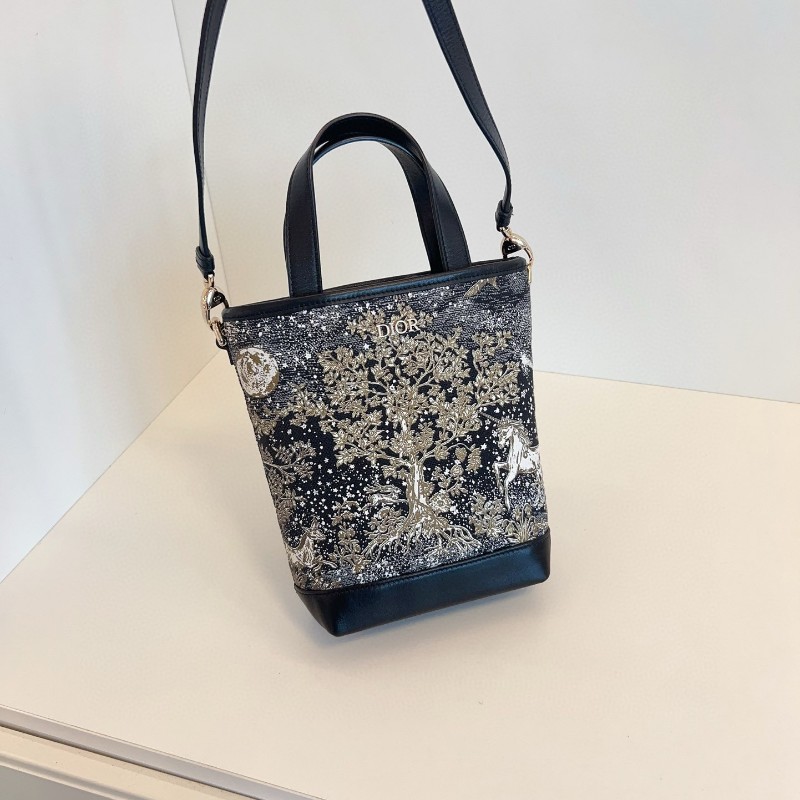 Dior迪奧 獨角獸星夜🌌印花拼皮小水桶包 手提包 肩背包 2021-5