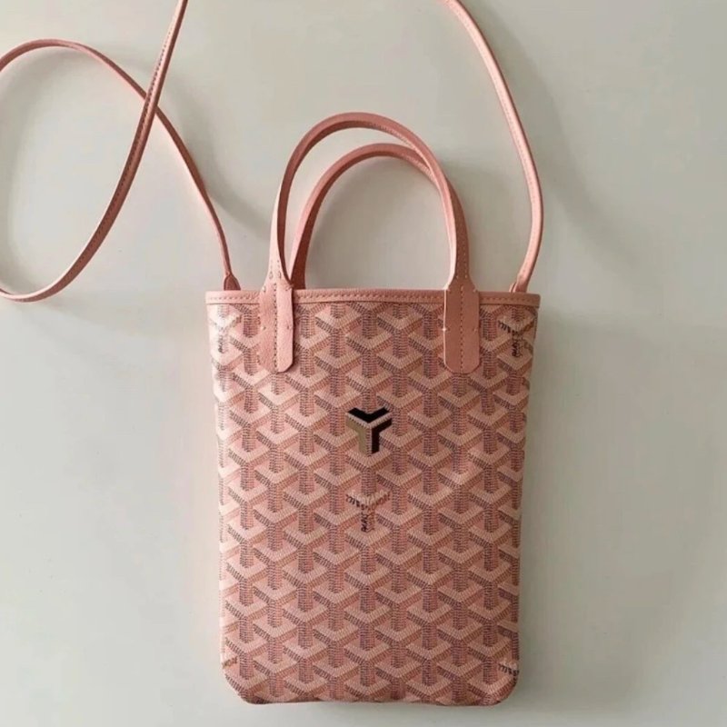 GOYARD Poitiers粉色Y字手提肩背斜背包21*24*1 全新閒置配件塵袋-0