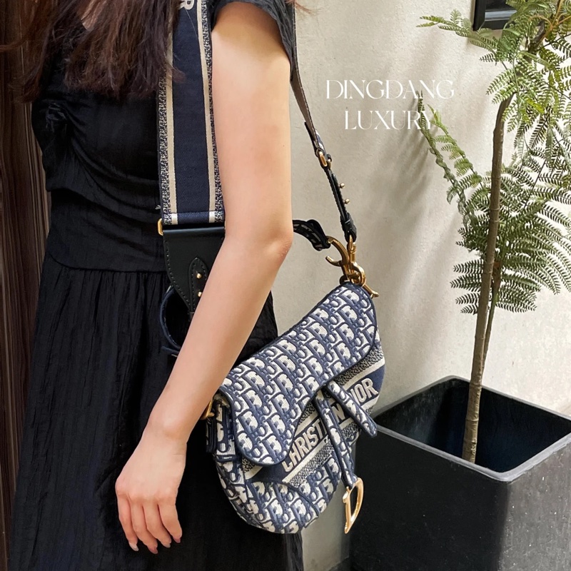 全配🈶️購證芯片款🈶️背帶❤️Dior #中號 #藍色 #刺繡 #馬鞍包-1