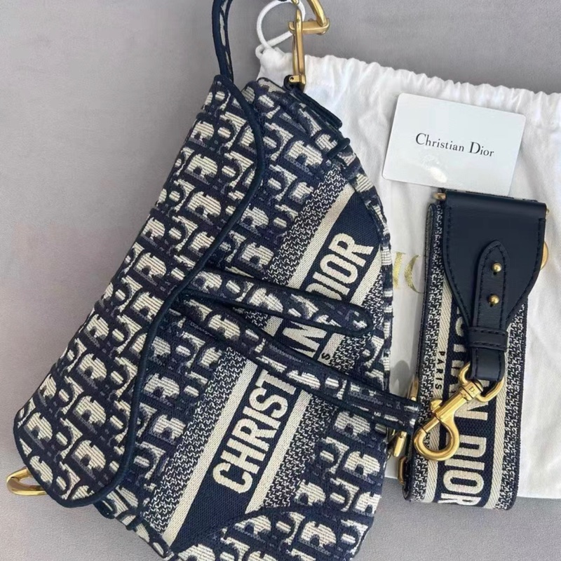 全配🈶️購證芯片款🈶️背帶❤️Dior #中號 #藍色 #刺繡 #馬鞍包-7