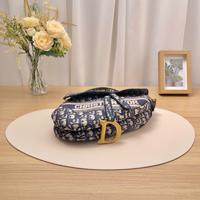 全配🈶️購證芯片款🈶️背帶❤️Dior #中號 #藍色 #刺繡 #馬鞍包-15