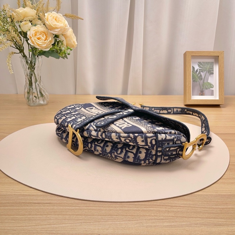 全配🈶️購證芯片款🈶️背帶❤️Dior #中號 #藍色 #刺繡 #馬鞍包-16