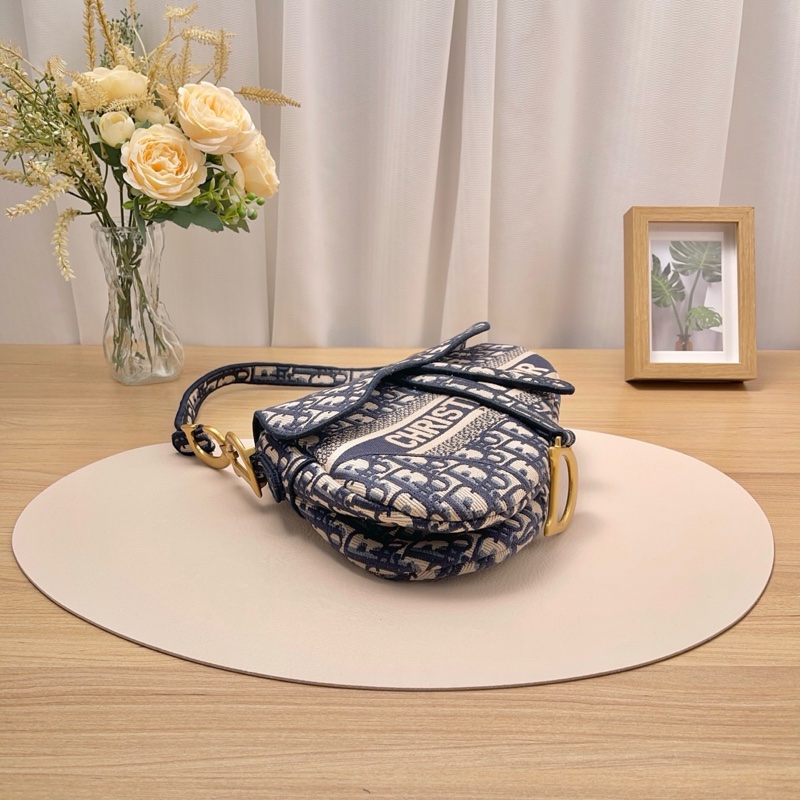全配🈶️購證芯片款🈶️背帶❤️Dior #中號 #藍色 #刺繡 #馬鞍包-17