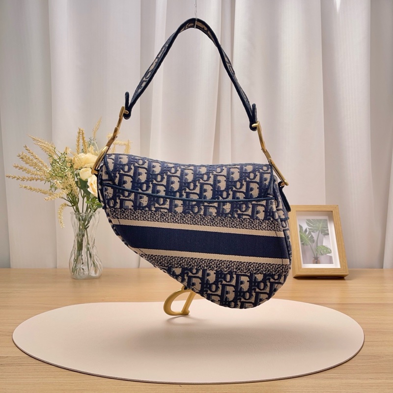 全配🈶️購證芯片款🈶️背帶❤️Dior #中號 #藍色 #刺繡 #馬鞍包-18