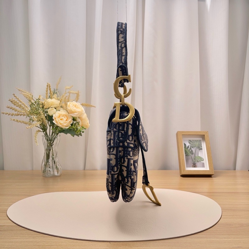 全配🈶️購證芯片款🈶️背帶❤️Dior #中號 #藍色 #刺繡 #馬鞍包-19