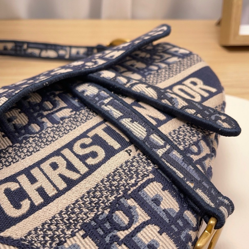 全配🈶️購證芯片款🈶️背帶❤️Dior #中號 #藍色 #刺繡 #馬鞍包-20