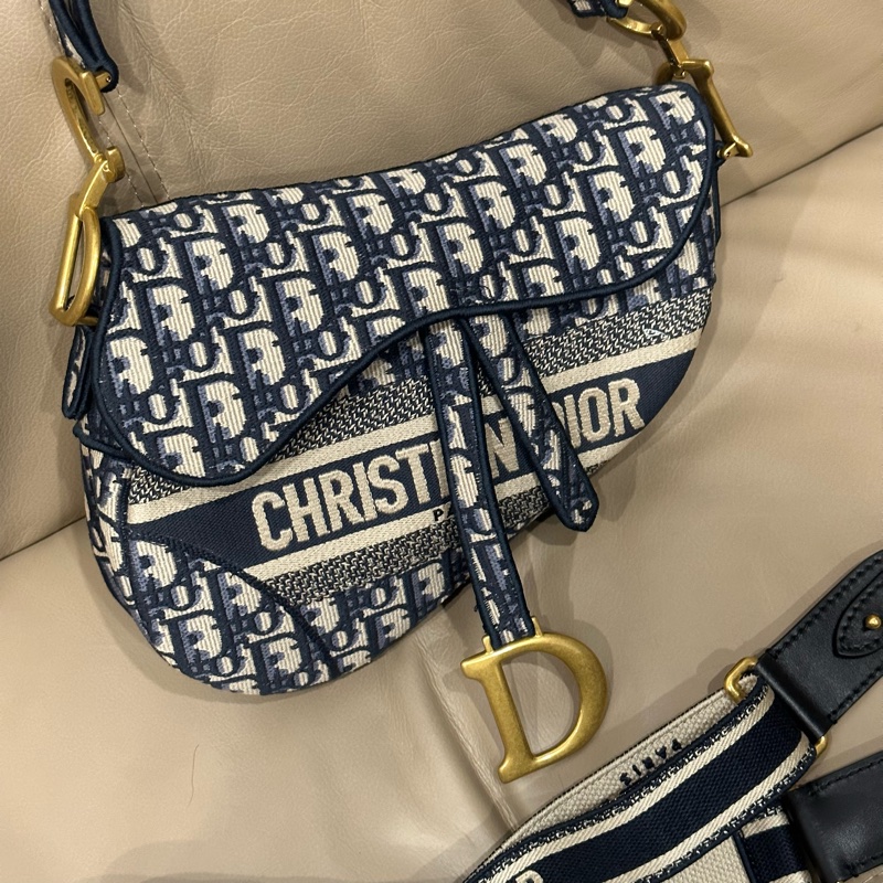 全配🈶️購證芯片款🈶️背帶❤️Dior #中號 #藍色 #刺繡 #馬鞍包-29
