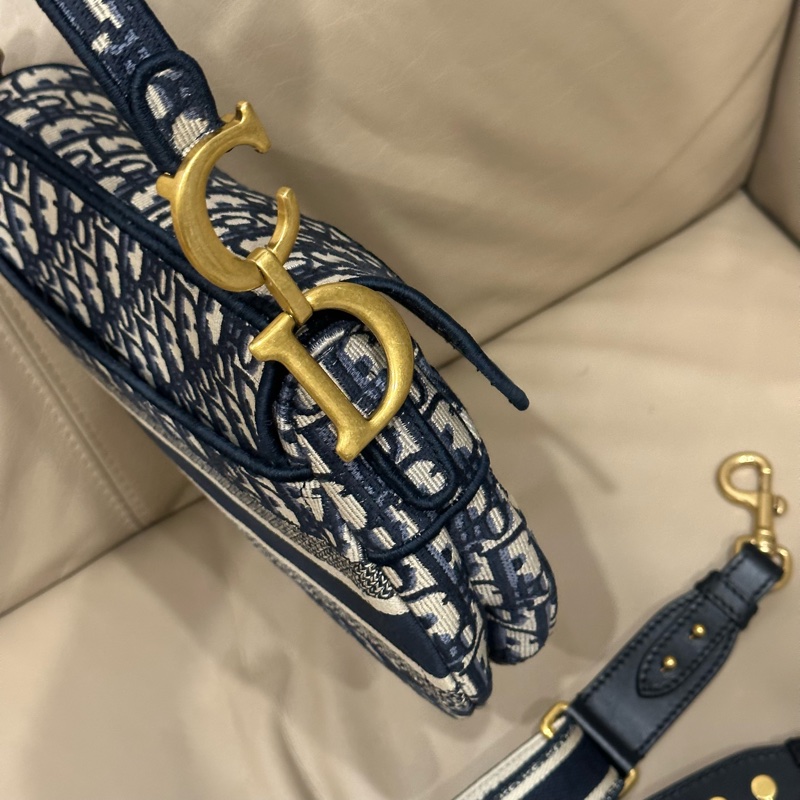 全配🈶️購證芯片款🈶️背帶❤️Dior #中號 #藍色 #刺繡 #馬鞍包-30
