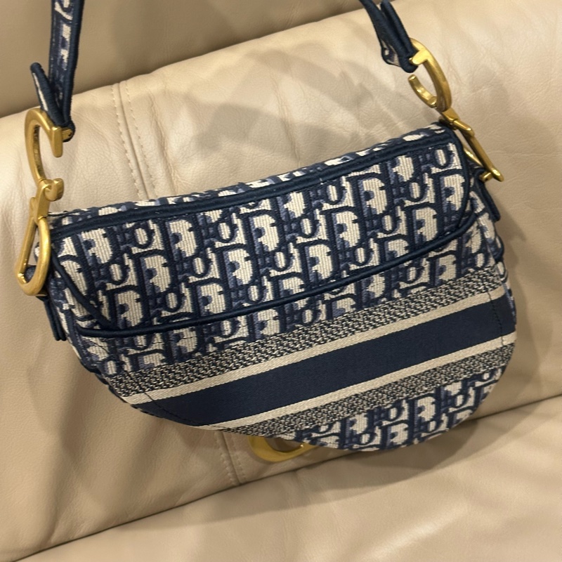 全配🈶️購證芯片款🈶️背帶❤️Dior #中號 #藍色 #刺繡 #馬鞍包-31