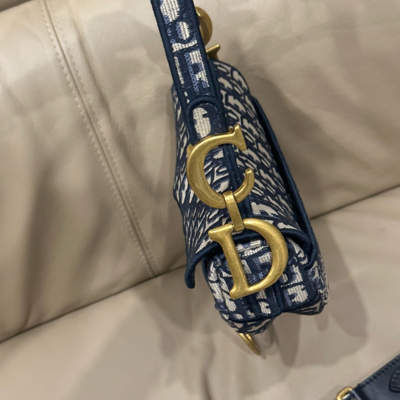 全配🈶️購證芯片款🈶️背帶❤️Dior #中號 #藍色 #刺繡 #馬鞍包-32