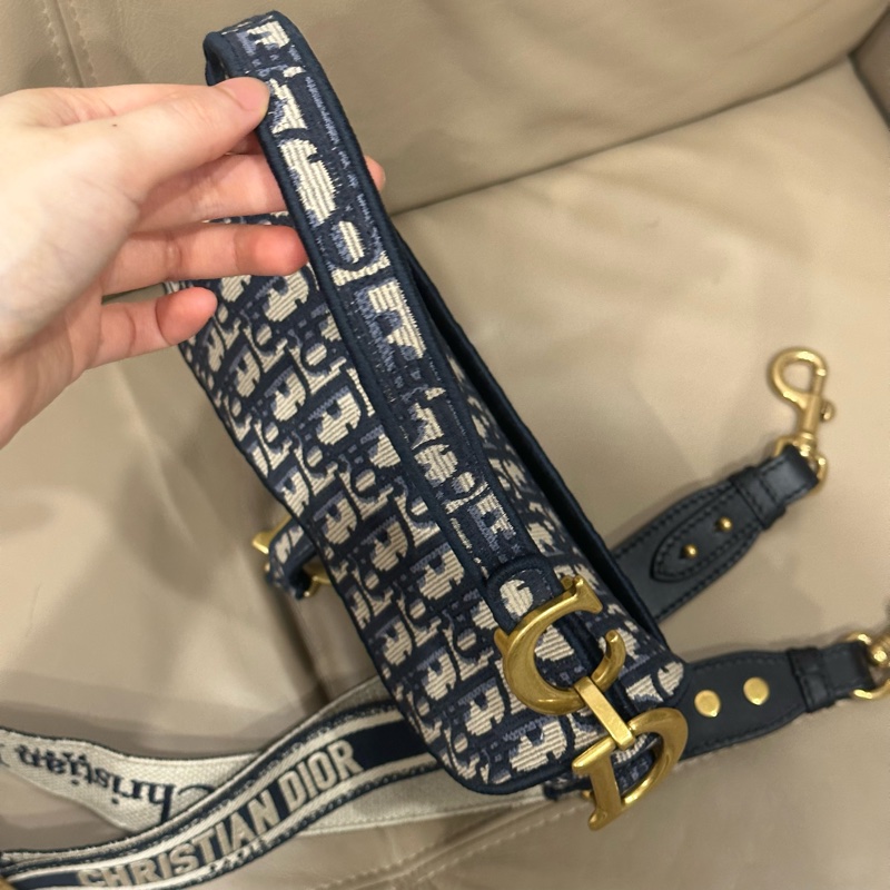 全配🈶️購證芯片款🈶️背帶❤️Dior #中號 #藍色 #刺繡 #馬鞍包-33
