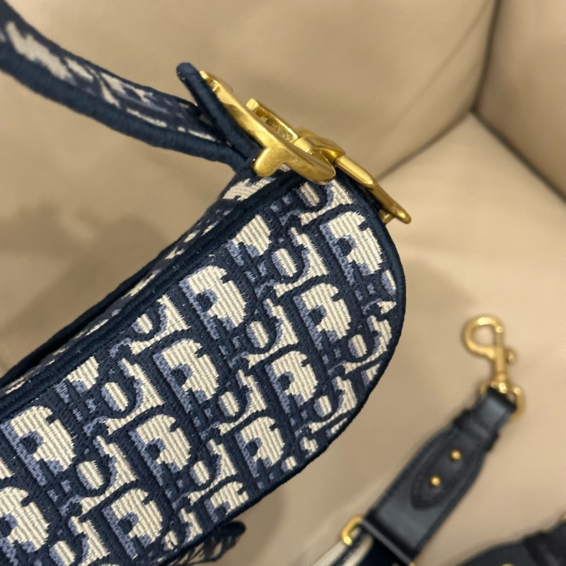 全配🈶️購證芯片款🈶️背帶❤️Dior #中號 #藍色 #刺繡 #馬鞍包-35