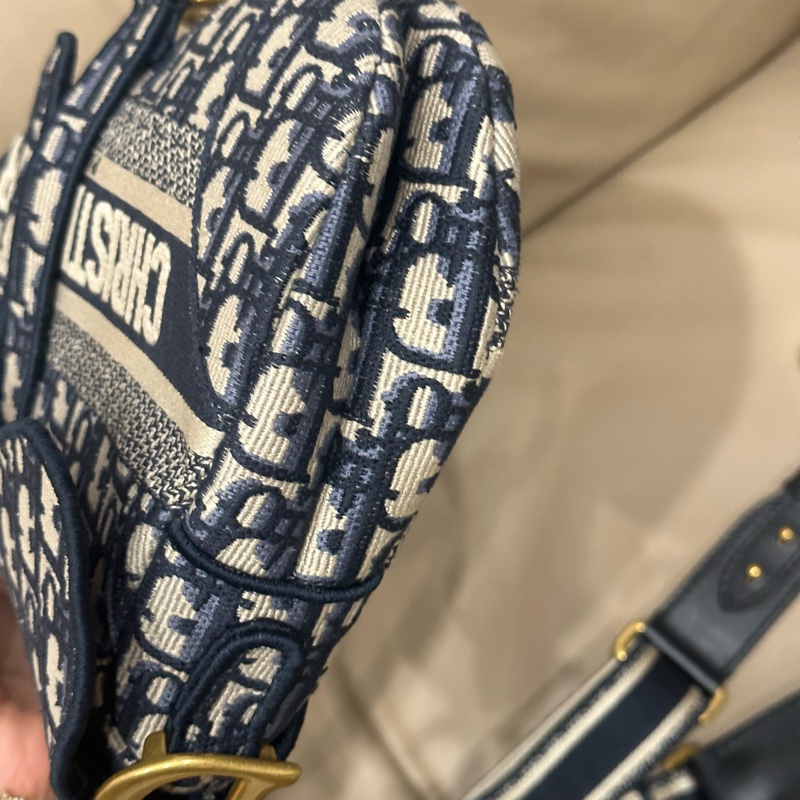 全配🈶️購證芯片款🈶️背帶❤️Dior #中號 #藍色 #刺繡 #馬鞍包-36