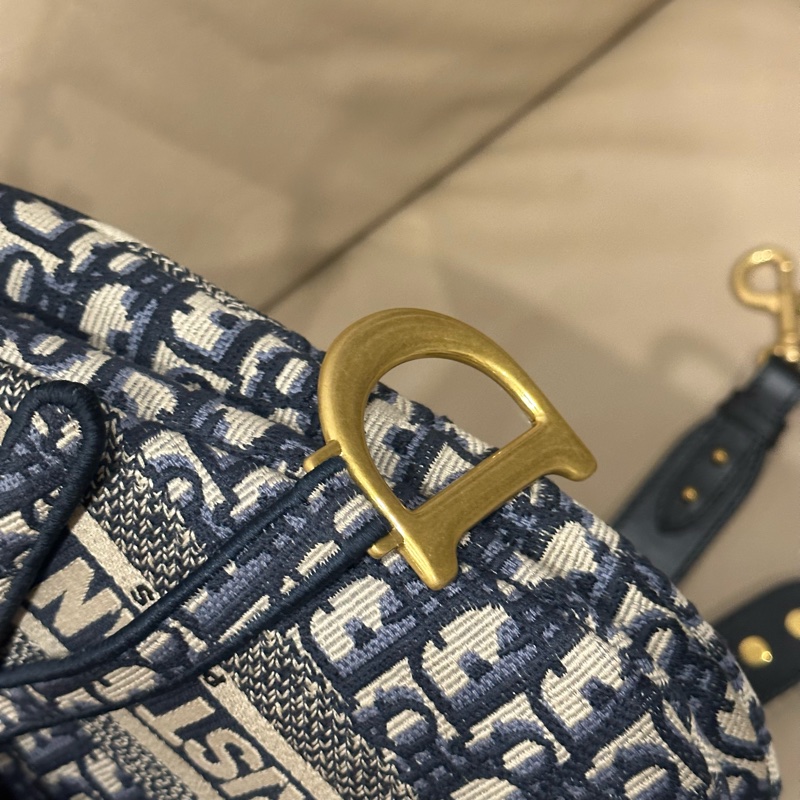 全配🈶️購證芯片款🈶️背帶❤️Dior #中號 #藍色 #刺繡 #馬鞍包-38