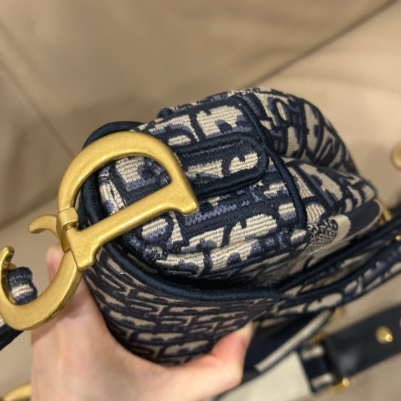 全配🈶️購證芯片款🈶️背帶❤️Dior #中號 #藍色 #刺繡 #馬鞍包-40