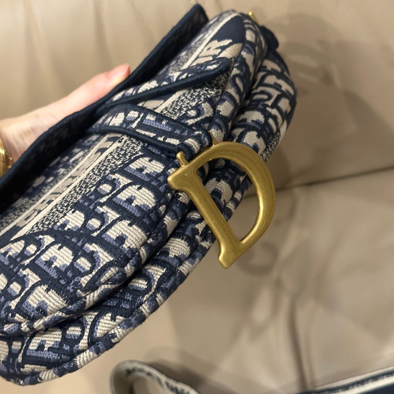 全配🈶️購證芯片款🈶️背帶❤️Dior #中號 #藍色 #刺繡 #馬鞍包-41