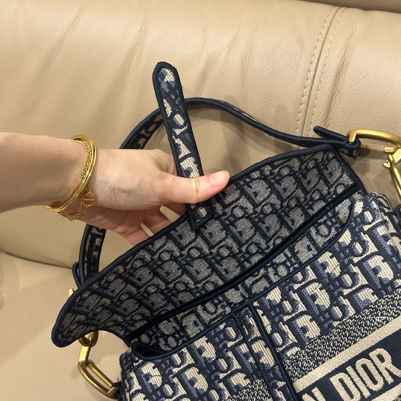 全配🈶️購證芯片款🈶️背帶❤️Dior #中號 #藍色 #刺繡 #馬鞍包-42