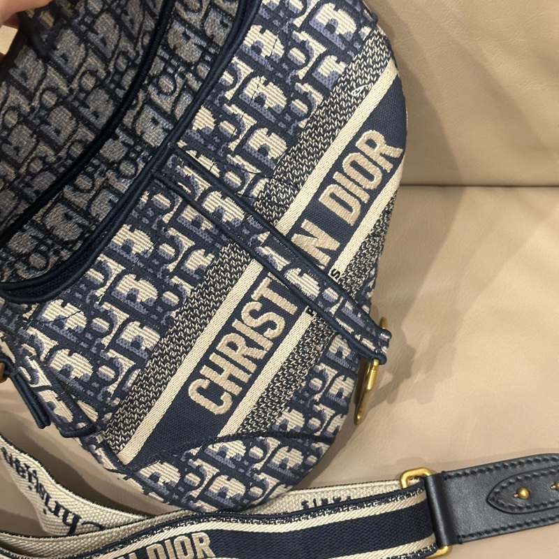 全配🈶️購證芯片款🈶️背帶❤️Dior #中號 #藍色 #刺繡 #馬鞍包-43