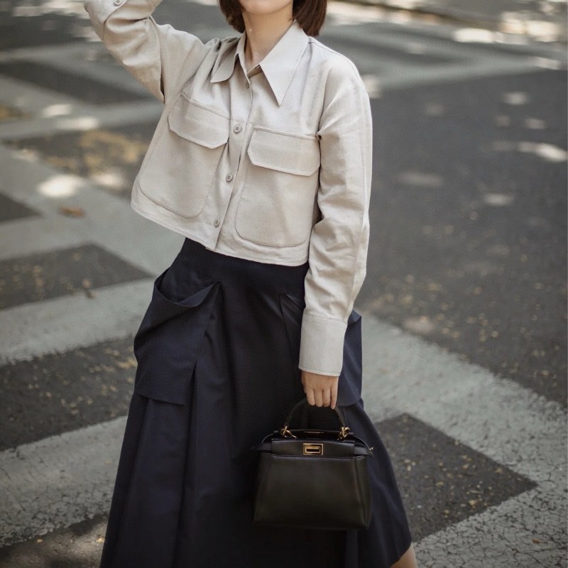 Fendi芬迪 經典黑色銀扣 小怪獸銀色眼睛內裡 peekaboo mini鉑金包-7