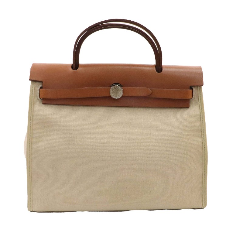 HERMES /愛馬仕 Herbag31帆布牛皮單 框M刻 肩背包-3