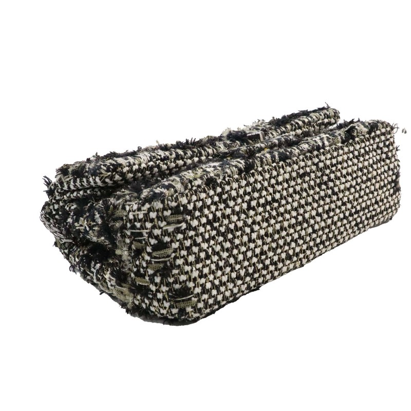 Chanel 2.55刺繡格子布拼色 肩背包 17開-4