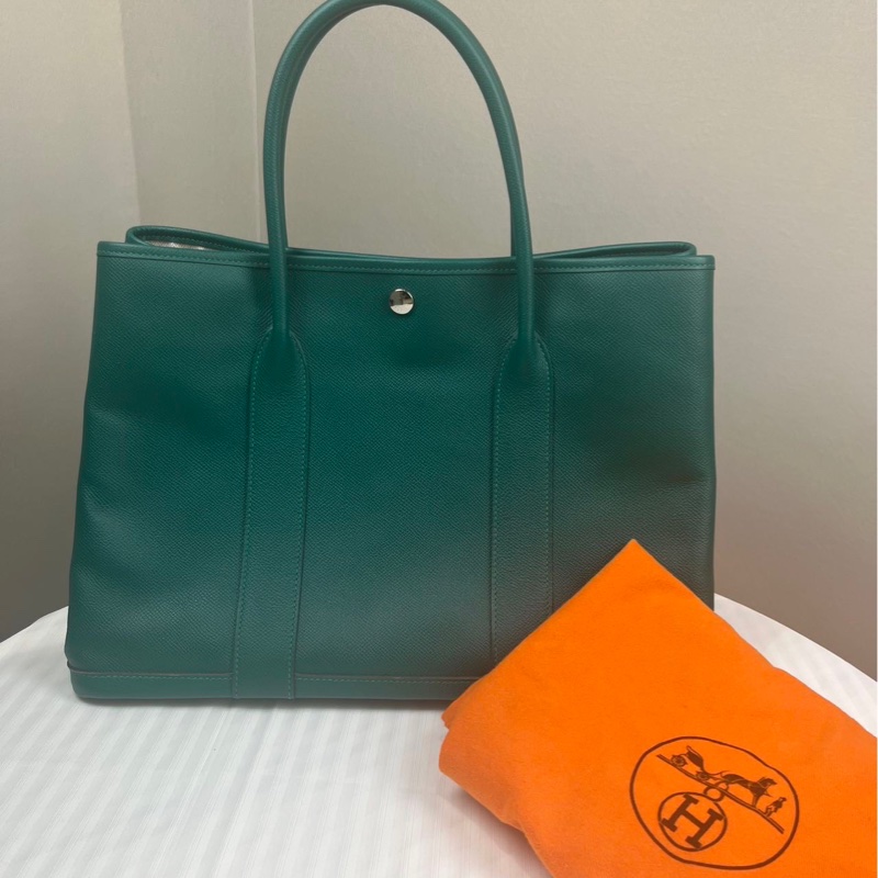 98新Hermes愛馬仕 garden party花園36 綠色E皮 A刻 通勤天花板 輕便耐用-0