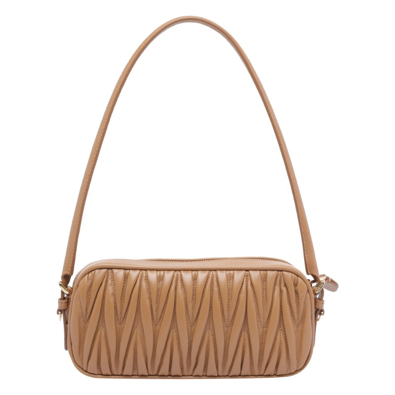 🎉新品好折扣✨Miu Miu 5NE024 Beau Matelasse 皺褶納帕軟皮肩背包 裸色-3