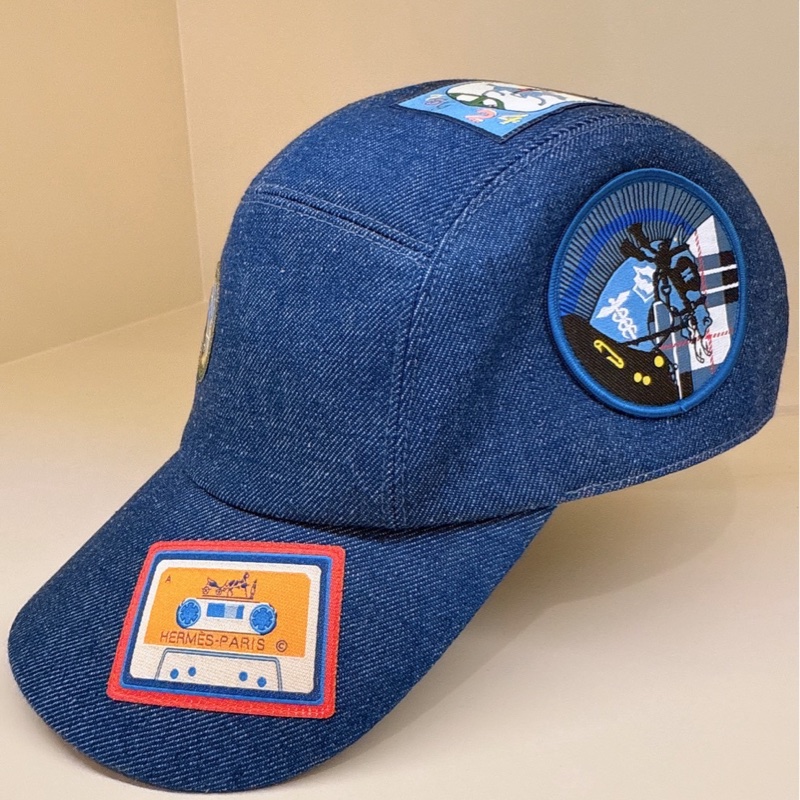 HERMES 牛仔布貼棒球帽 57-1