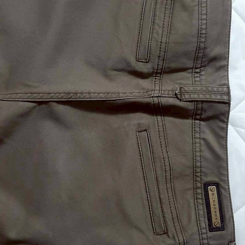 BURBERRY 博柏利 LONDON 男咖啡棕多口袋彈性休閒七分褲46號-3