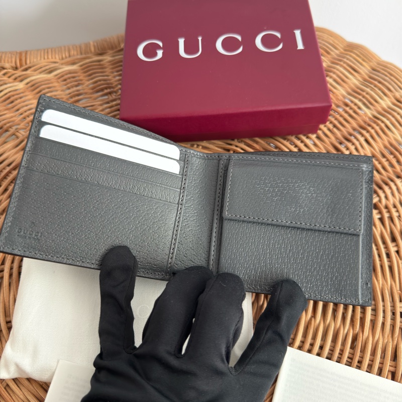 全新GUCCI黑色pvc gg logo短夾597609-3