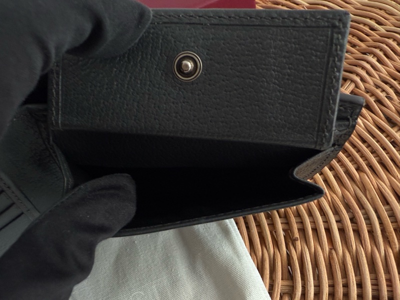 全新GUCCI黑色pvc gg logo短夾597609-6