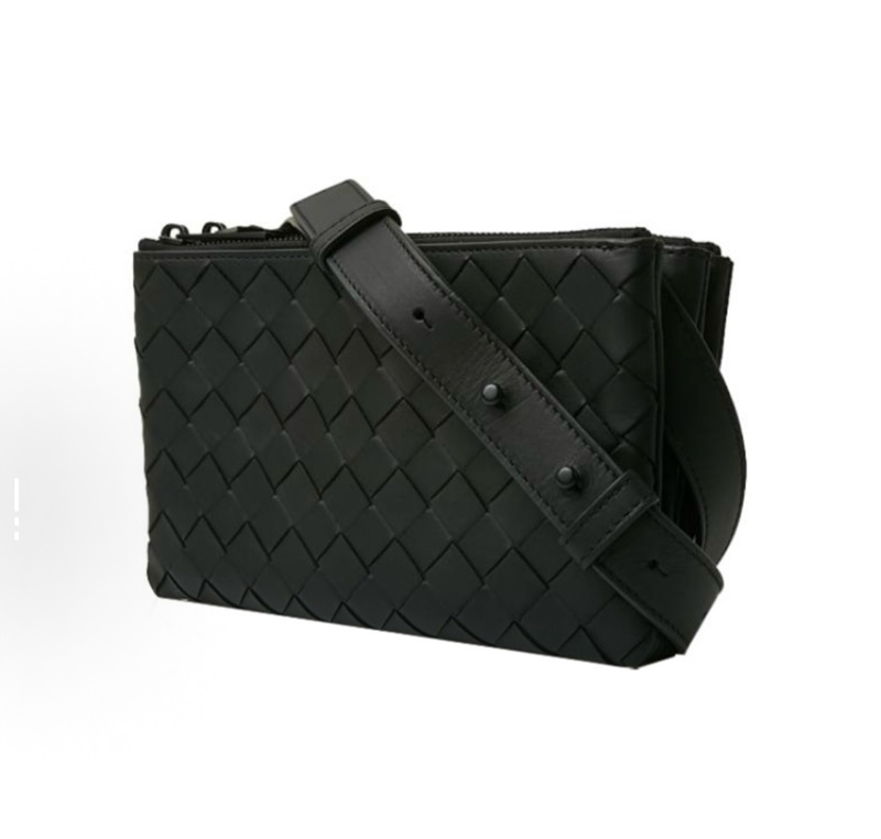 Bottega Veneta 街頭風格純色編織拉鍊 小牛皮 郵差包-3