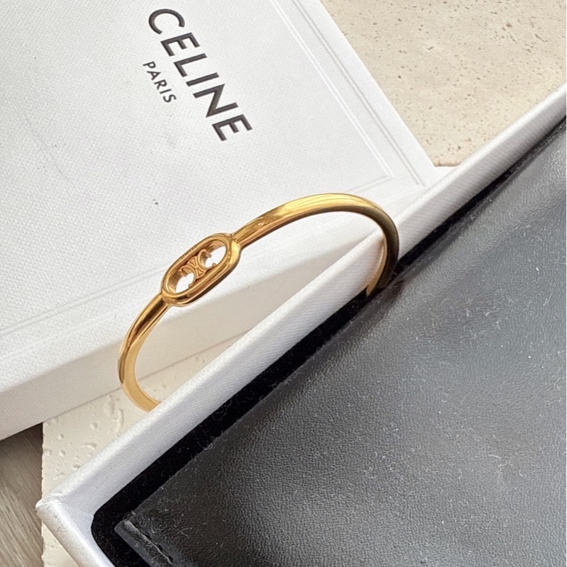 Celine 金色凱旋LOGO開口手環-0