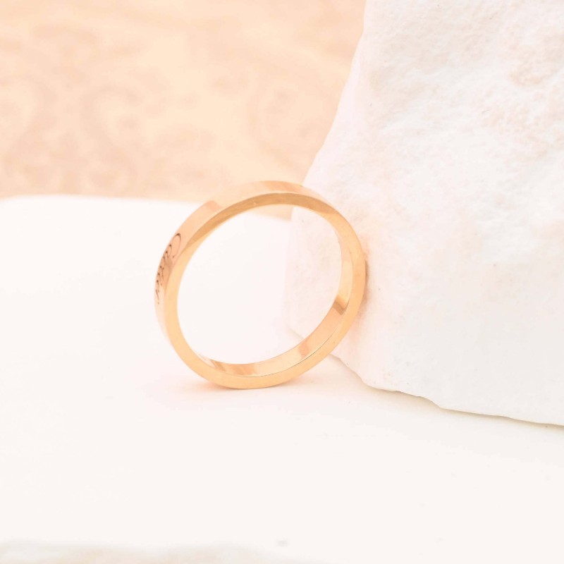 Cartier /卡地亞 DE CARTIER系列18k玫瑰金無鑽窄版戒指 59碼-2