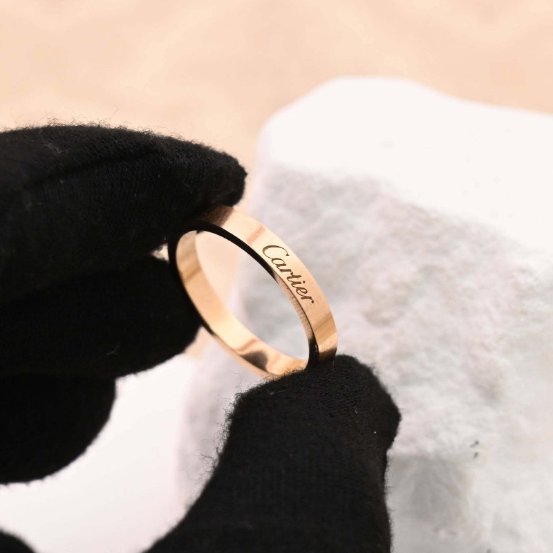 Cartier /卡地亞 DE CARTIER系列18k玫瑰金無鑽窄版戒指 59碼-4