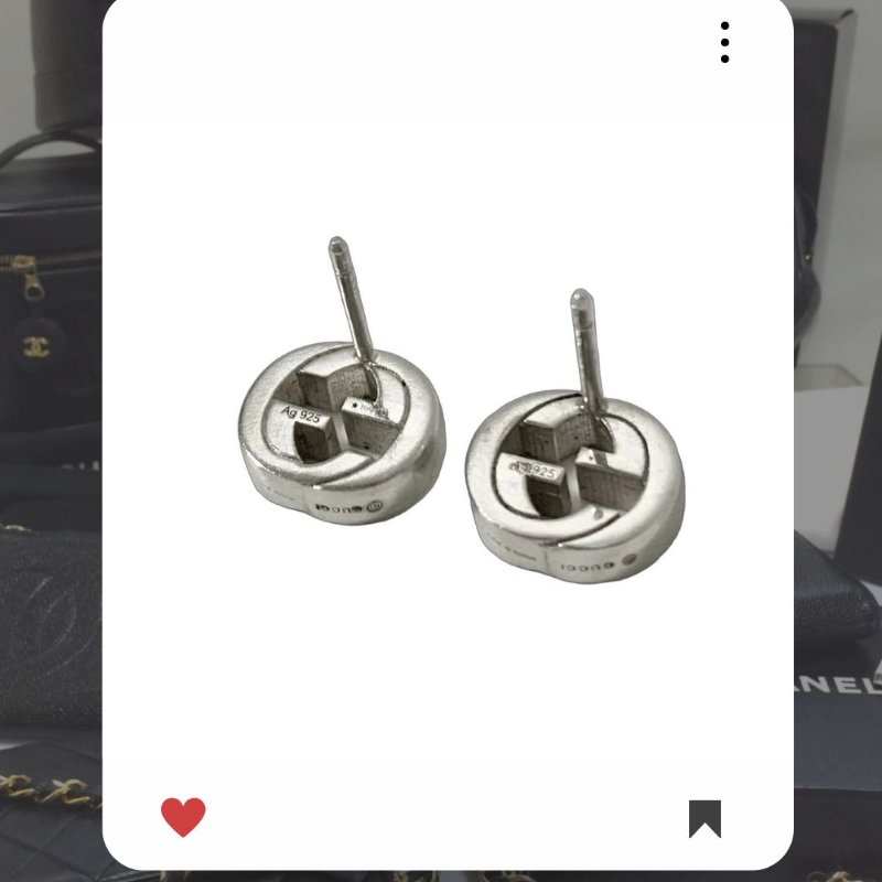 💖 9 月新品上架 🔥💖 ✨超美新到 ！古馳 GUCCI 迷你 GG 銀色耳環 925 純銀🔥GUCCI  熱賣款 GUCCI EARRING-2