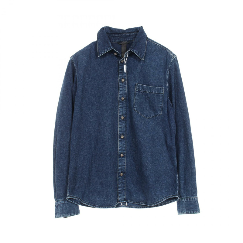 CHROME HEARTS LOOSEENDS L/S 寬鬆款十字繡十字球扣其他上衣棉質海軍藍二手男裝-0