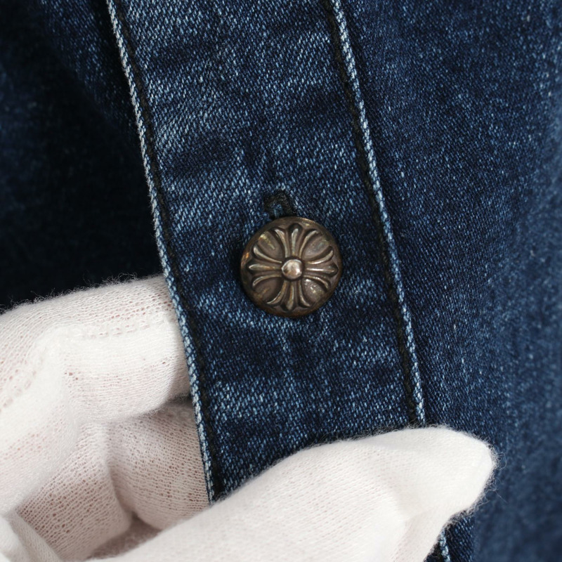 CHROME HEARTS LOOSEENDS L/S 寬鬆款十字繡十字球扣其他上衣棉質海軍藍二手男裝-7