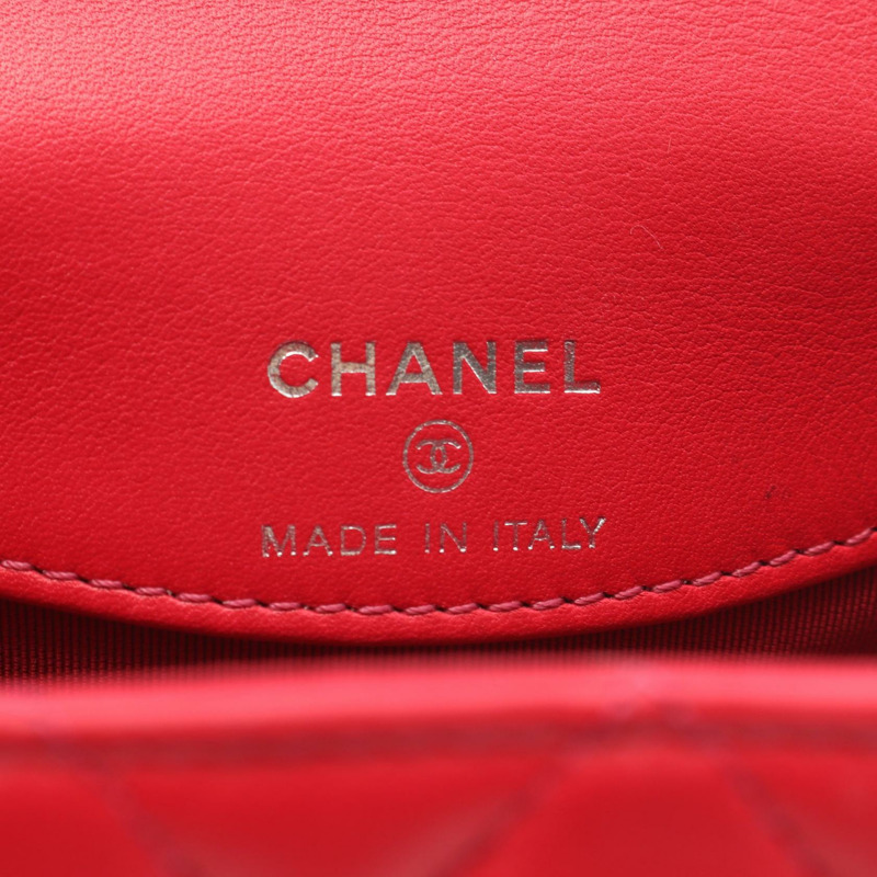 CHANEL Matelasse Mini Vanity 鏈條單肩包 羔羊皮 紅色 二手 女款 SHW-3