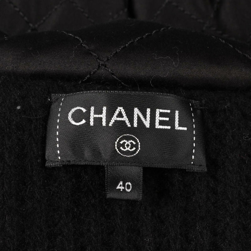 CHANEL COCO 馬克拉鍊絎縫針織連帽衫其他夾克羊毛羊絨白色黑色二手女款-2