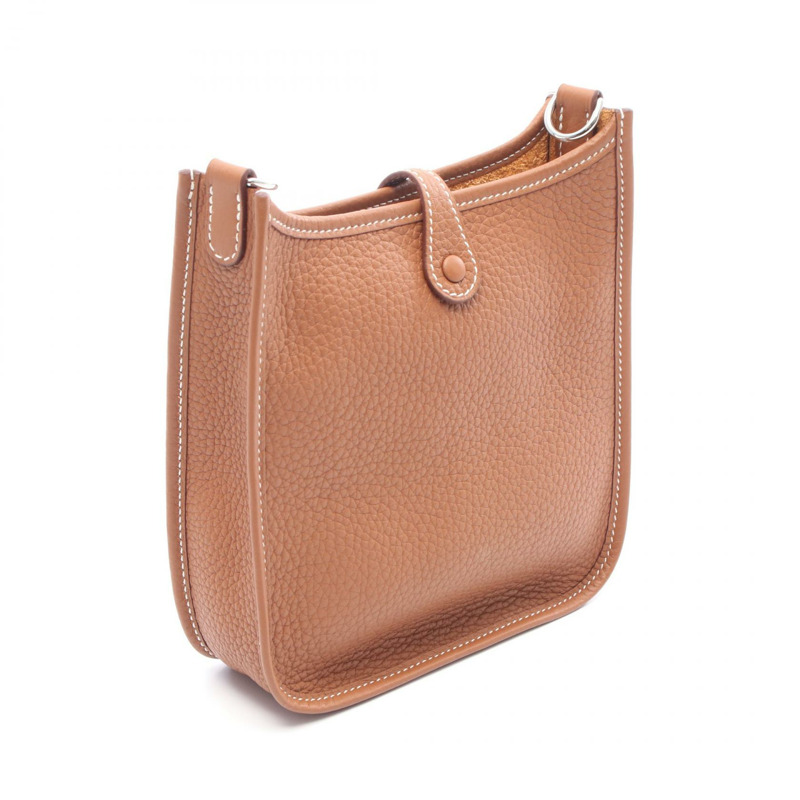 HERMES Evelyne TPM 斜背包 K Clemence 皮革金棕色 SHW 二手-1
