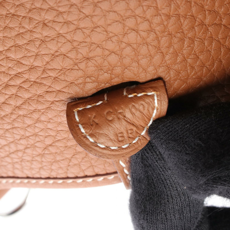 HERMES Evelyne TPM 斜背包 K Clemence 皮革金棕色 SHW 二手-4