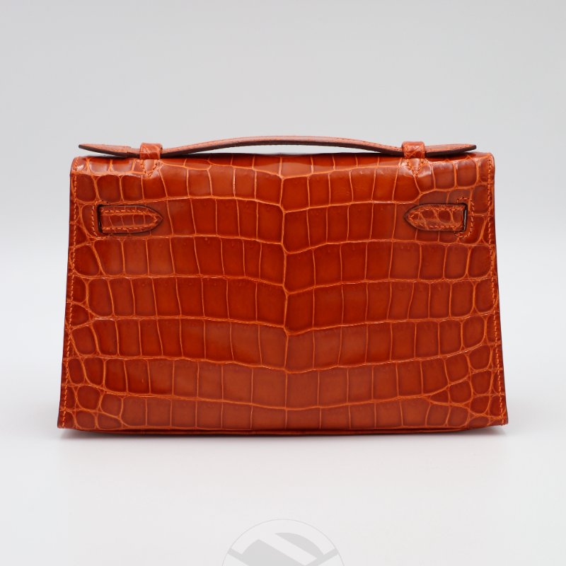 【飛天馬精品】HERMES 愛馬仕-Mini Kelly Pochette Niloticus 尼羅鱷鱷魚皮金扣"J刻"-7