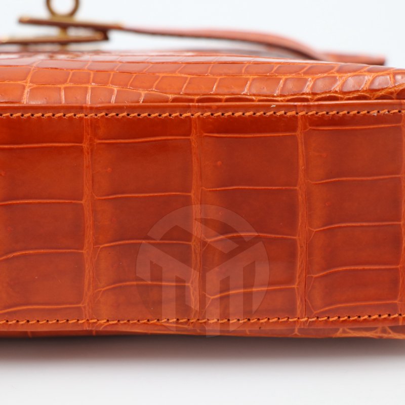 【飛天馬精品】HERMES 愛馬仕-Mini Kelly Pochette Niloticus 尼羅鱷鱷魚皮金扣"J刻"-8
